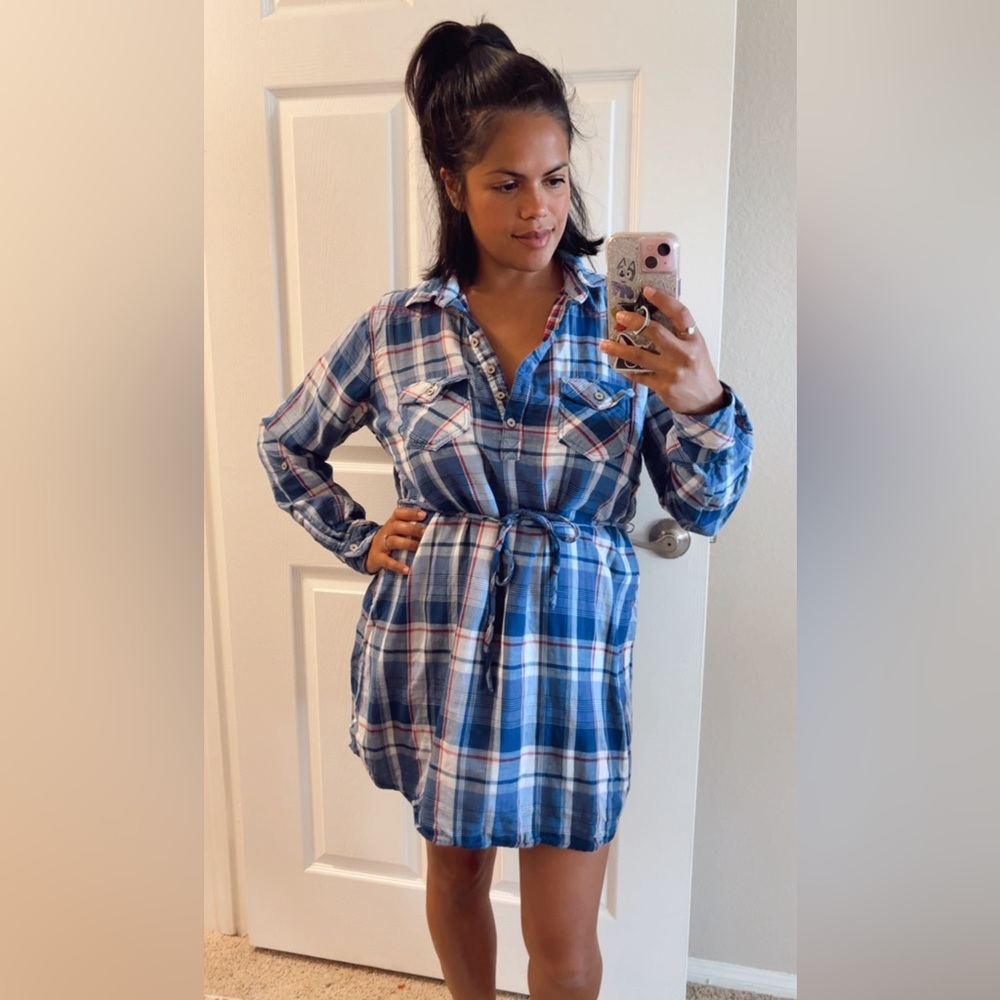 Bit & Bridle Plaid Blue Red Dress